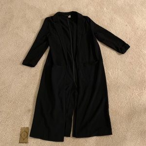 H&M long lightweight black jacket, size 10